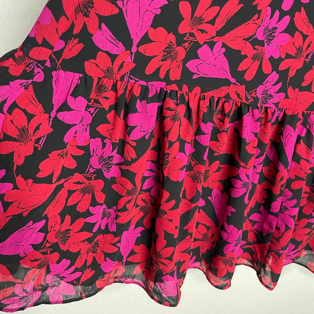 JCREW Dark Floral Chiffon Vneck Ruffle Midi Dress 8 - Picture 5 of 8